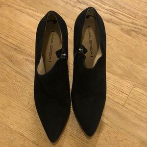 Via Spiga Black Suede Heeled Booties Size 8.5